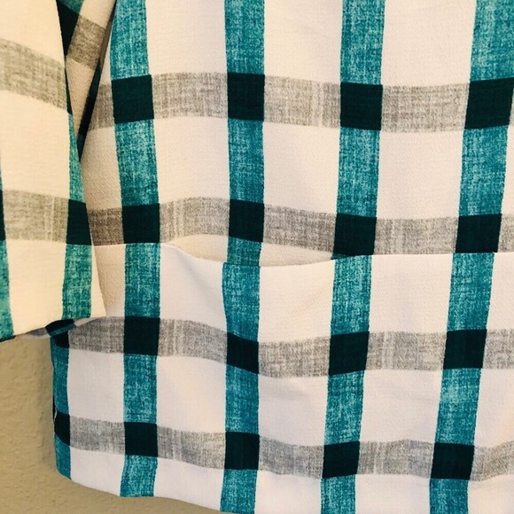 Zara Teal GrayWhite Pocket Top Coastal European Beachy - Picture 5 of 6